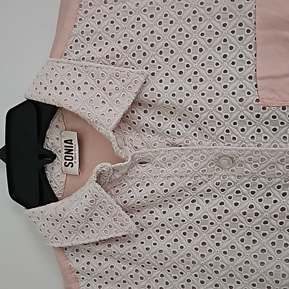 Dress in cotton sleeveless in blue, white and pink - Picture 2 of 5